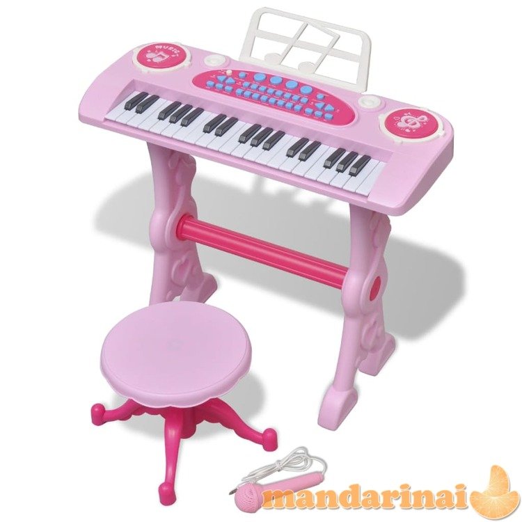 Vaikiškas Žaislinis sintezatorius su kėdute/mikrofonu, 37 kl., rožinis