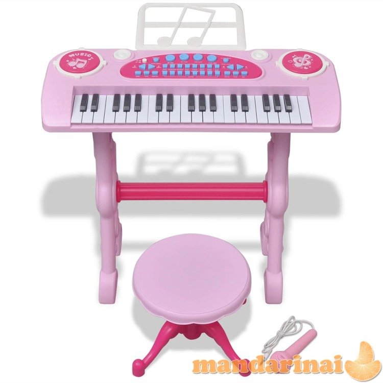 Vaikiškas Žaislinis sintezatorius su kėdute/mikrofonu, 37 kl., rožinis