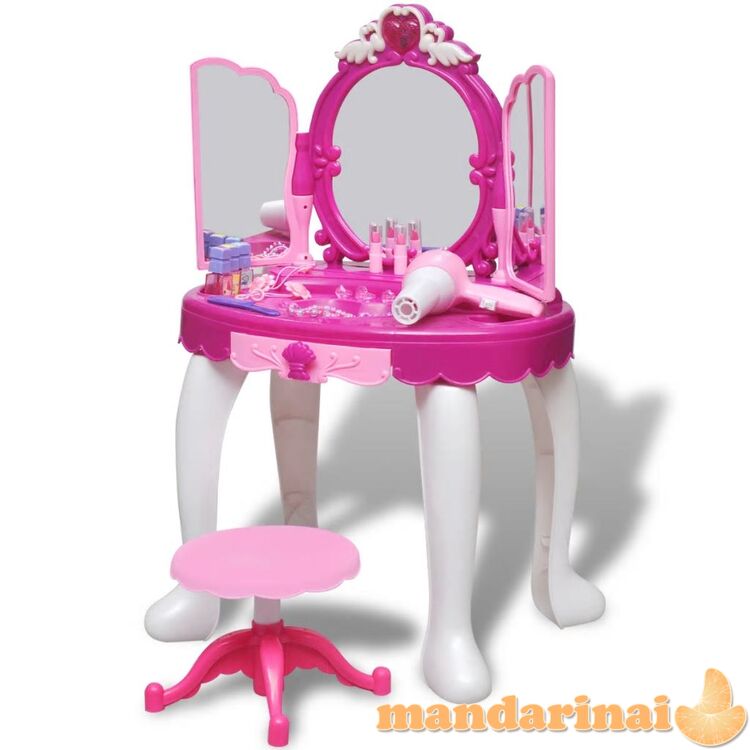 Vaikiškas Žaislinis kosmetinis staliukas su 3 veidrodžiais