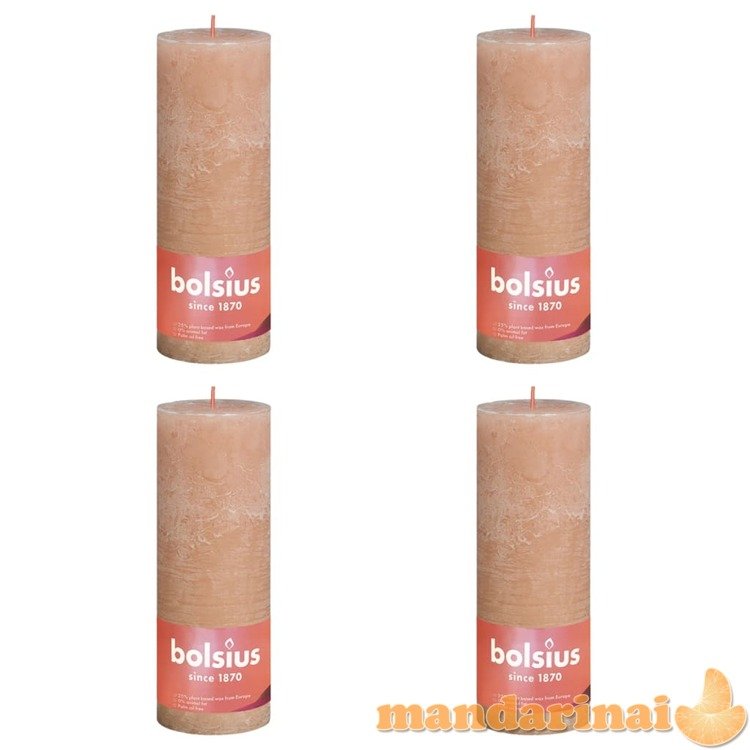 Bolsius Žvakės shine, 4vnt., blanki rožinė, 190x68mm, cilindro formos