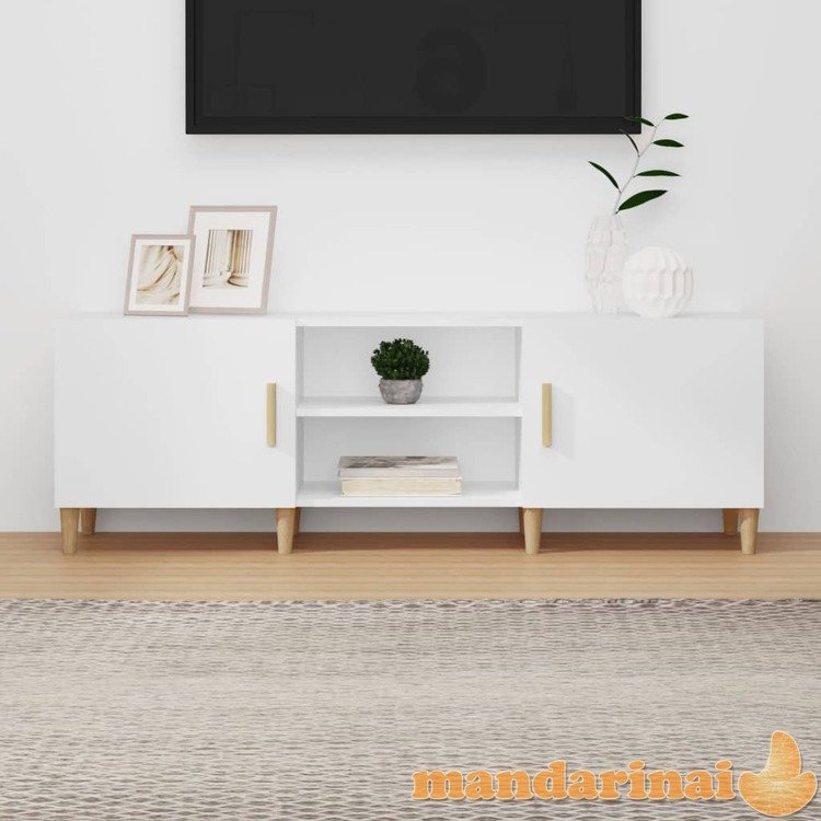Televizoriaus spintelė, balta, 150x30x50cm, apdirbta mediena