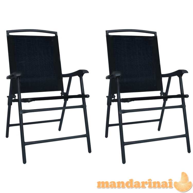 Sulankstomos sodo kėdės, 2vnt., juodos spalvos, tekstilenas