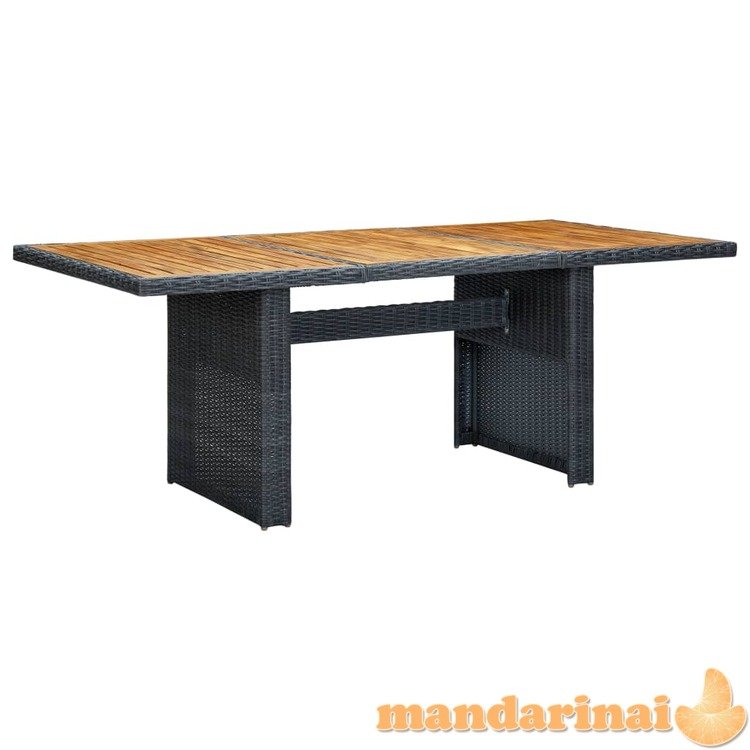 Sodo stalas, tamsiai pilkas, poliratanas ir akacijos masyvas