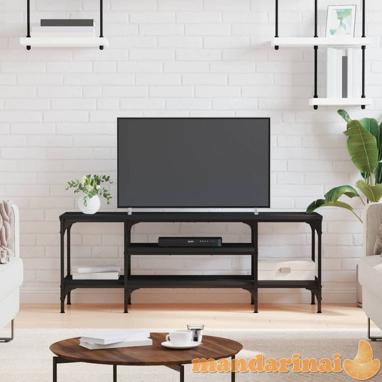 Televizoriaus spintelė, juoda, 121x35x45cm, mediena ir geležis