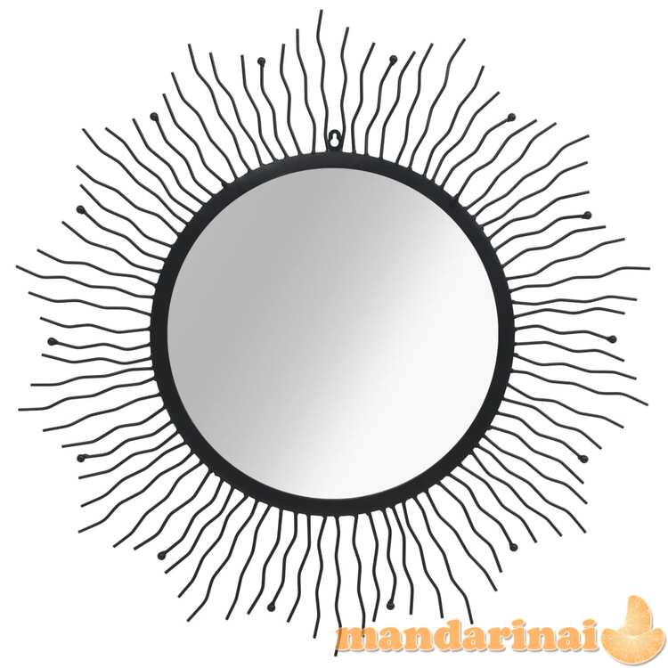 Sieninis veidrodis, juodos spalvos, 80cm, saulės formos