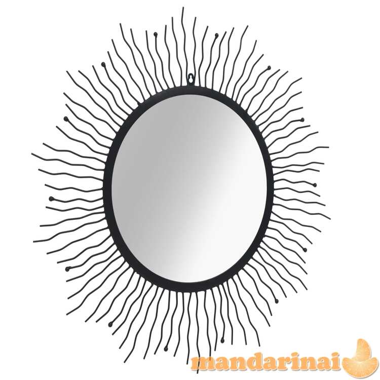 Sieninis veidrodis, juodos spalvos, 80cm, saulės formos