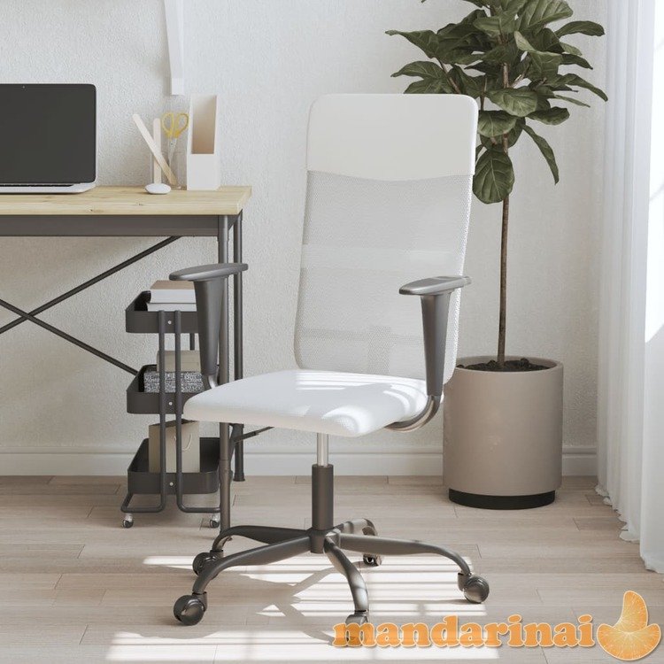 Biuro kėdė, baltos spalvos, tinklinis audinys ir dirbtinė oda