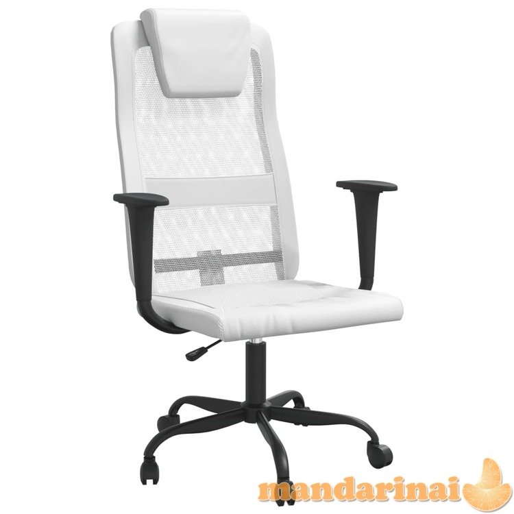 Biuro kėdė, baltos spalvos, tinklinis audinys ir dirbtinė oda