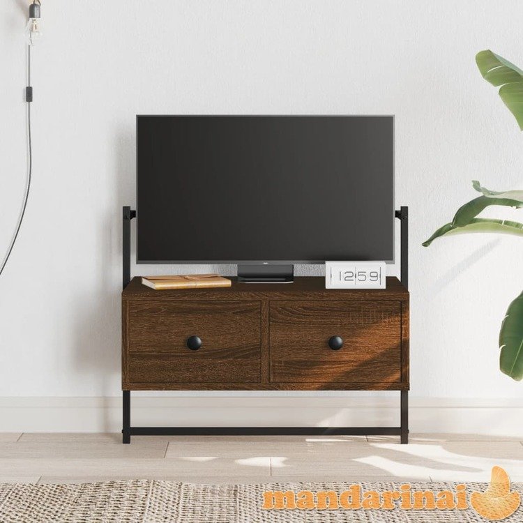 Sieninė televizoriaus spintelė, ruda, 60,5x30x51cm, mediena