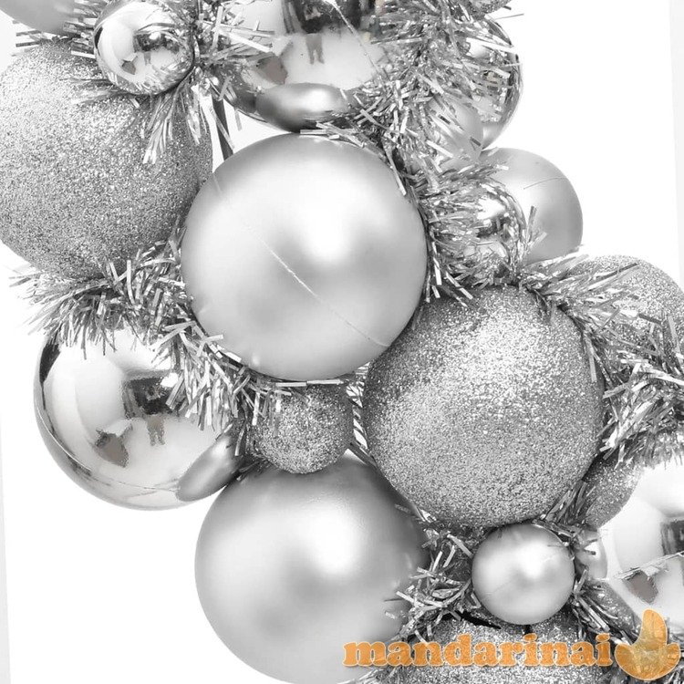 Kalėdinis vainikas, sidabrinės spalvos, 45cm, polistirenas