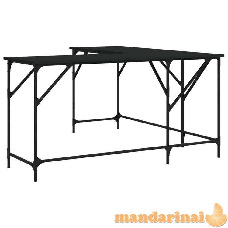 Rašomasis stalas, juodas, 149x149x75cm, apdirbta mediena