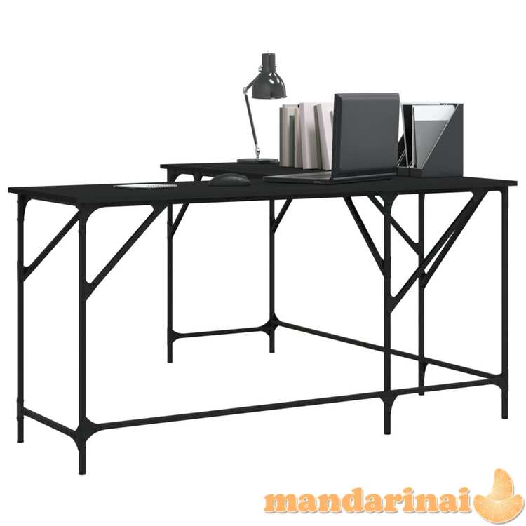 Rašomasis stalas, juodas, 149x149x75cm, apdirbta mediena