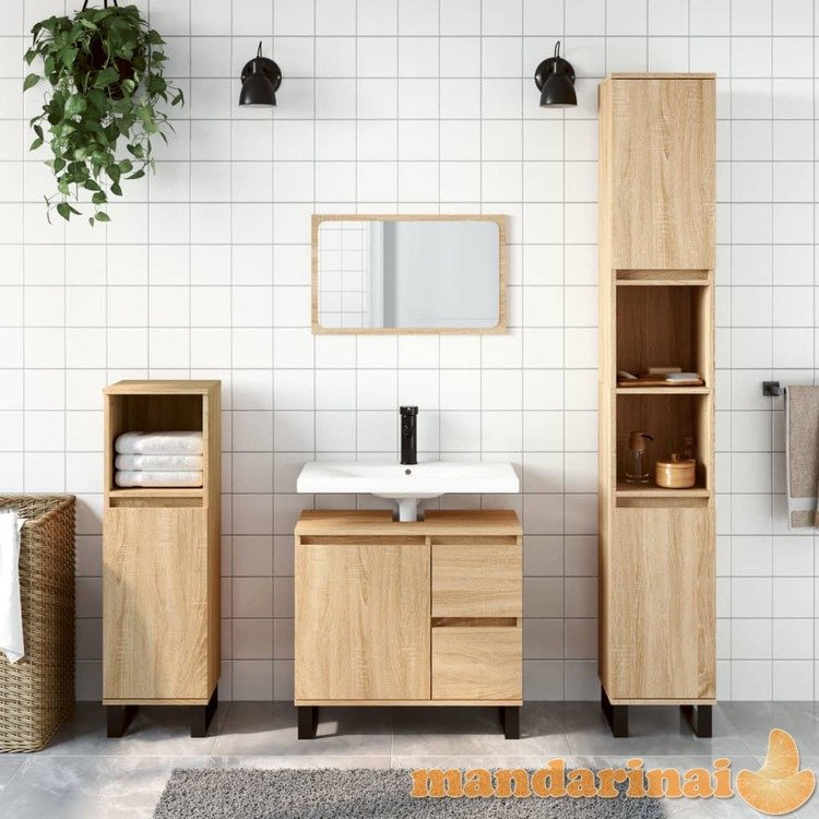 Vonios kambario spintelė, ąžuolo, 65x33x60cm, apdirbta mediena