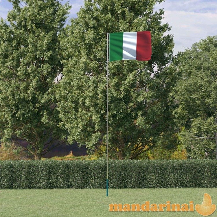 Italijos vėliava su stiebu, aliuminis, 5,55m