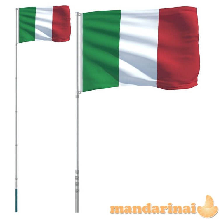 Italijos vėliava su stiebu, aliuminis, 5,55m
