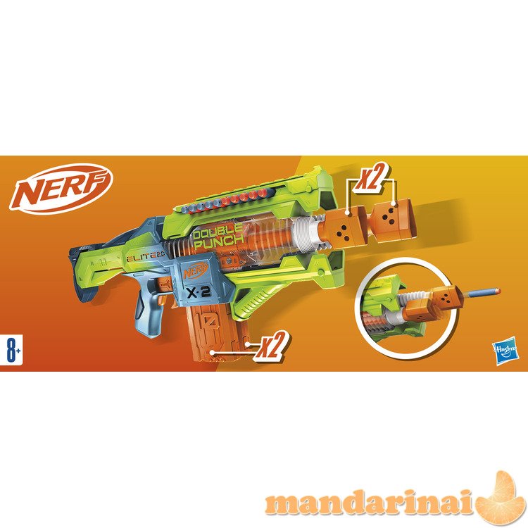 NERF ELITE 2.0 motorizuotas šautuvas DOUBLE PUNCH