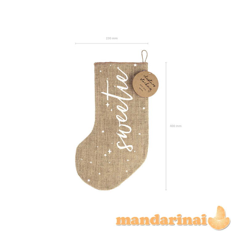 Decorative stocking Sweetie, white, 23x39.5cm