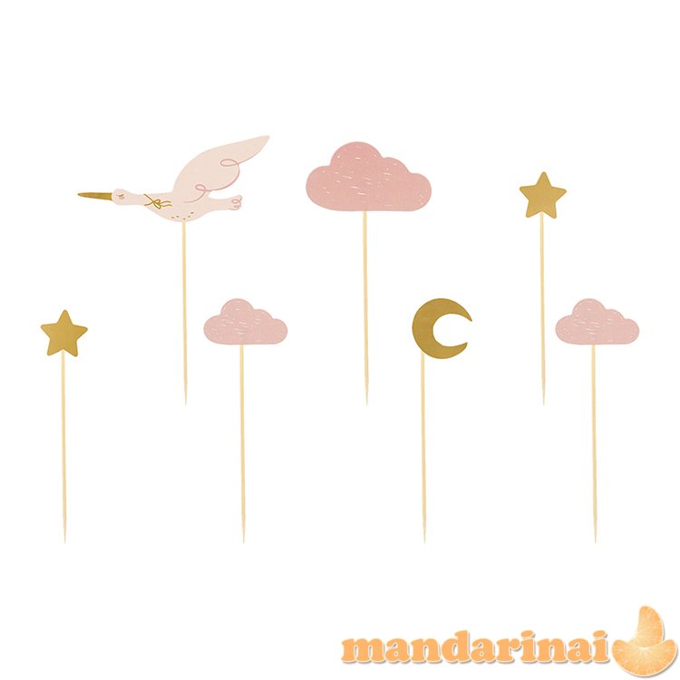 Cupcake toppers - Stork, 11-12 cm (1 pkt / 7 pc.)