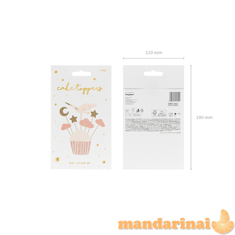 Cupcake toppers - Stork, 11-12 cm (1 pkt / 7 pc.)