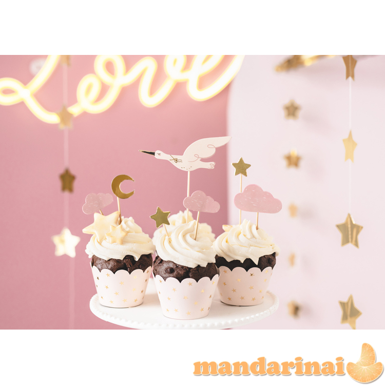 Cupcake toppers - Stork, 11-12 cm (1 pkt / 7 pc.)
