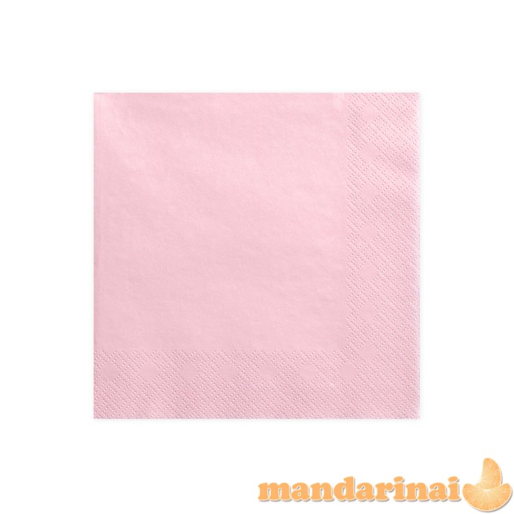 Napkins, 3 layers, light pink, 33x33cm (1 pkt / 20 pc.)