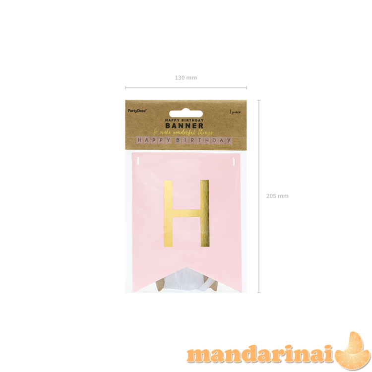 Banner Happy Birthday, light pink, 15 x 175 cm 1