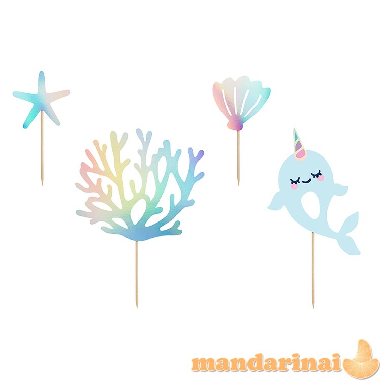 Toppers Narwhal, mix, 10-15.5cm (1 pkt / 4 pc.)