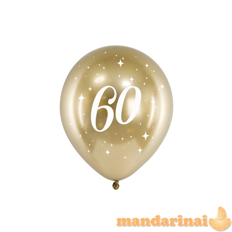 Glossy Balloons 30cm, 60, gold (1 pkt / 6 pc.)