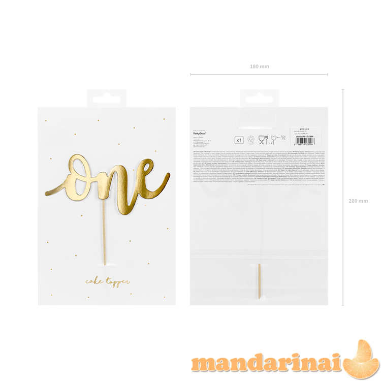 Cake topper One, gold, 19cm
