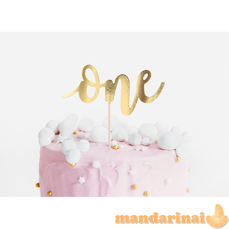 Cake topper One, gold, 19cm