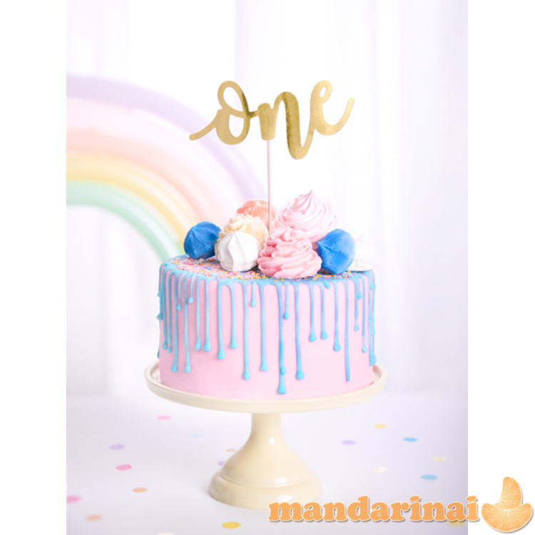 Cake topper One, gold, 19cm