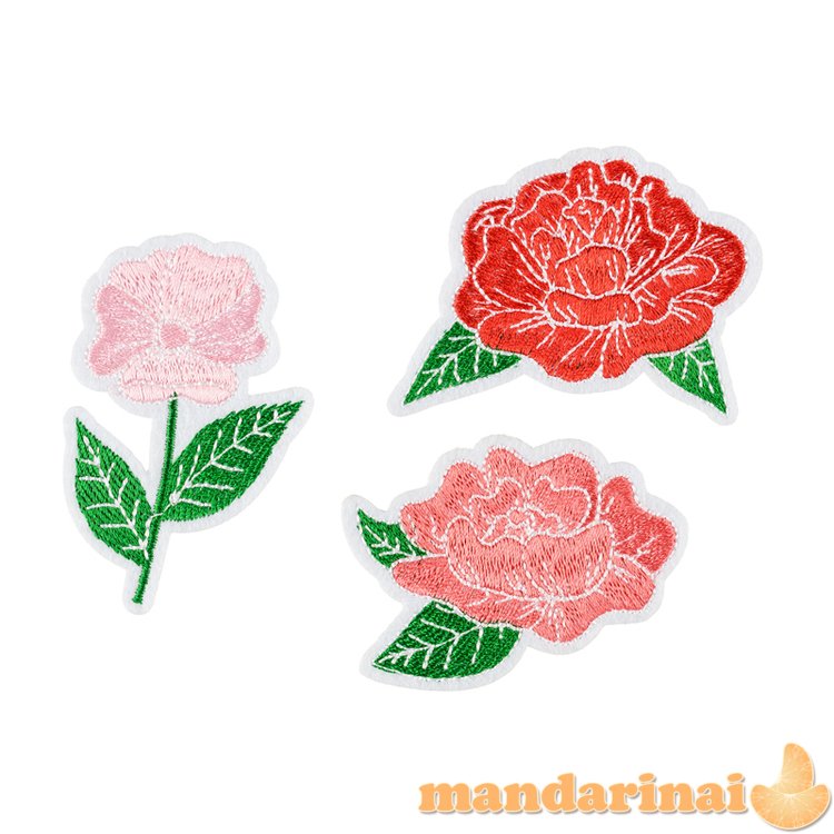 Iron on patches Flowers, mix, 4.5-6.5x4.5-7cm (1 pkt / 3 pc.)