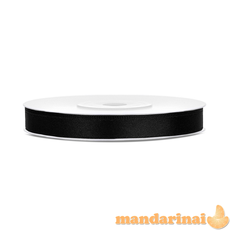 Satin Ribbon, black, 6mm/25m