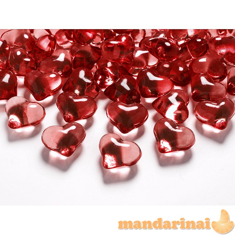 Crystal hearts, red, 21mm (1 pkt / 30 pc.)