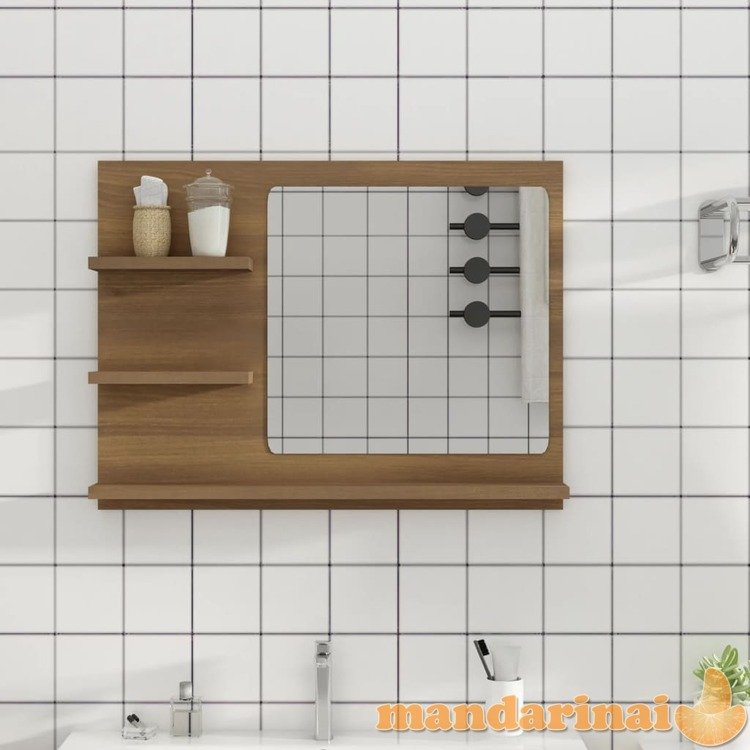 Vonios veidrodis, rudas ąžuolo, 60x10,5x45cm, mediena