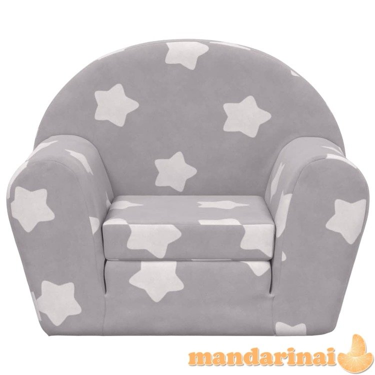 Vaikiška sofa-lova, pilka, minkštas pliušas, su žvaigždėmis