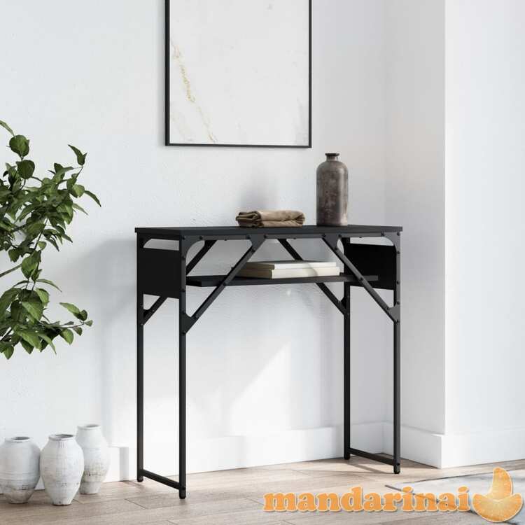 Konsolinis staliukas su lentyna, juodas, 75x30x75cm, mediena