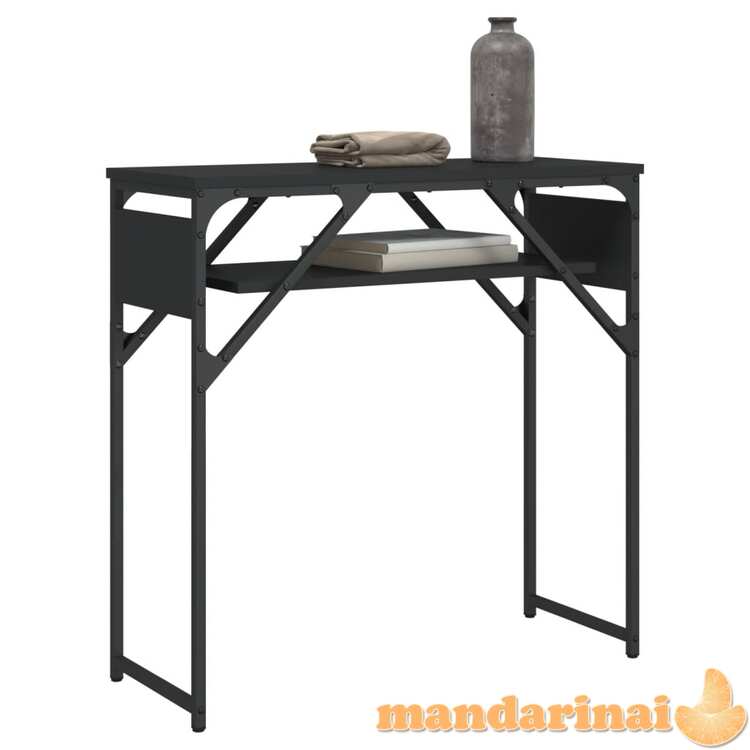 Konsolinis staliukas su lentyna, juodas, 75x30x75cm, mediena