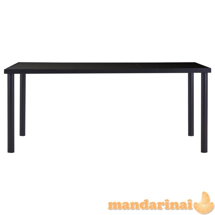 Valgomojo stalas, juodas, 180x90x75cm, grūdintas stiklas