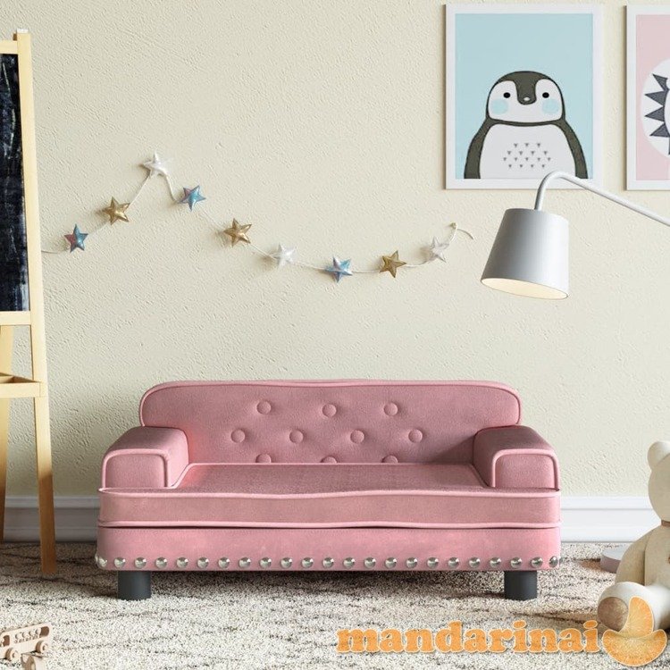 Vaikiška sofa, rožinės spalvos, 70x45x30cm, aksomas