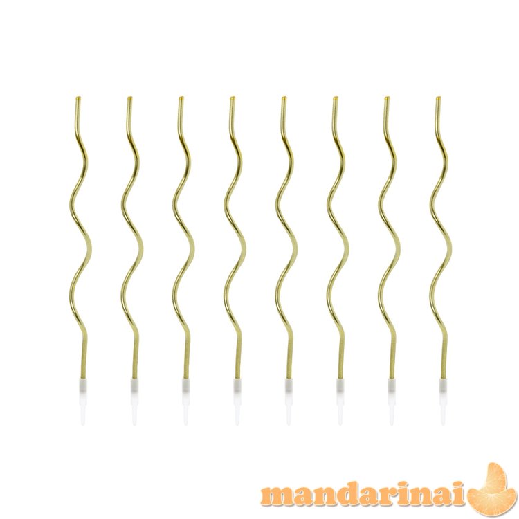 Birthday candles curl, gold, 14 cm (1 pkt / 8 pc.)