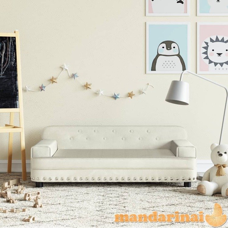 Vaikiška sofa, kreminės spalvos, 90x53x30cm, aksomas