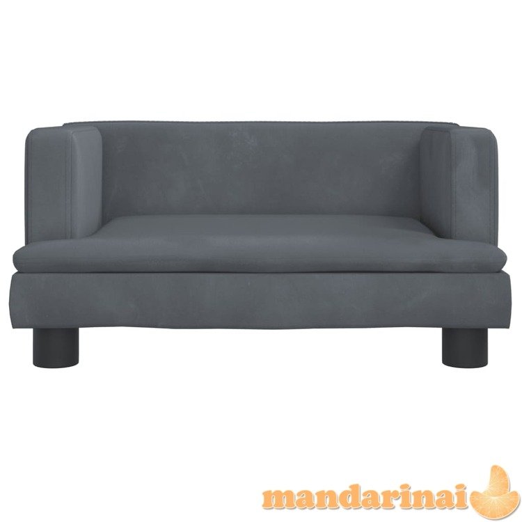 Vaikiška sofa, tamsiai pilkos spalvos, 60x40x30cm, aksomas