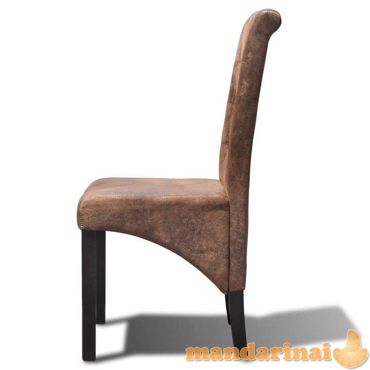 Valgomojo kėdės, 6vnt., rudos, dirbtinė oda