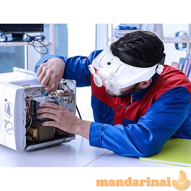 Profesionalūs didinantys darbo akiniai su apšvietimu