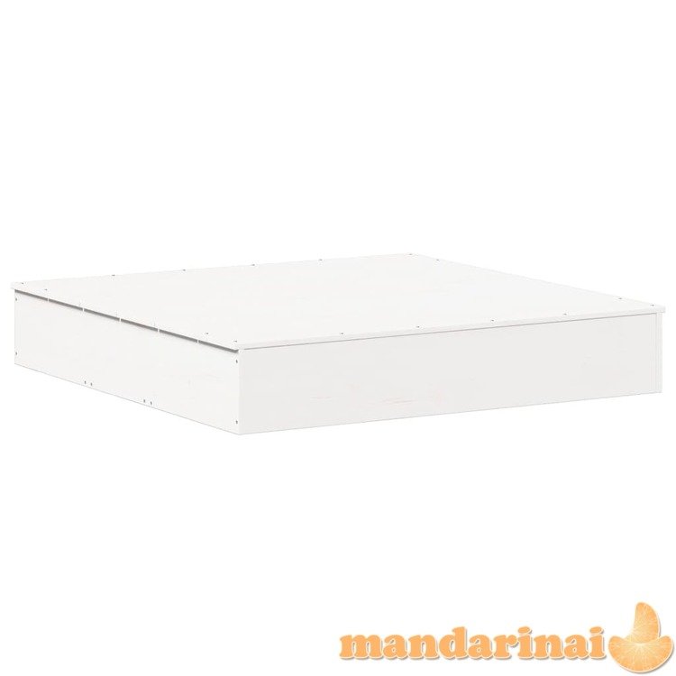 Smėlio dėžė su dangčiu, balta, 111x111x19,5cm, pušies masyvas