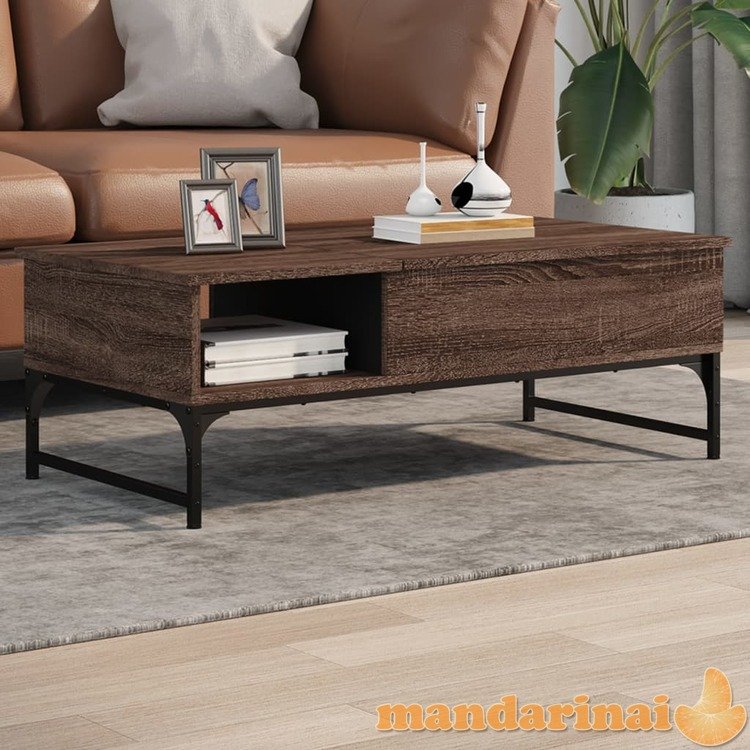 Kavos staliukas, rudas ąžuolo, 100x50x35cm, mediena ir metalas