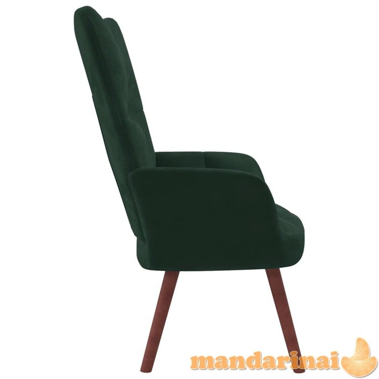 Poilsio kėdė, tamsiai žaliai spalvos, aksomas