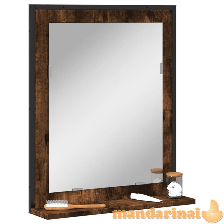 Vonios veidrodis su lentyna, dūminis, 50x12x60cm, mediena