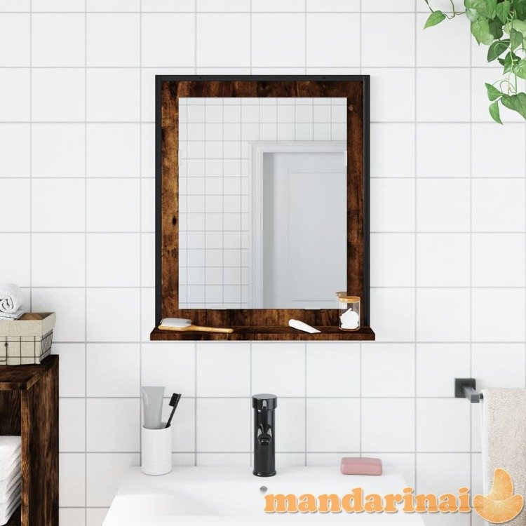 Vonios veidrodis su lentyna, dūminis, 50x12x60cm, mediena